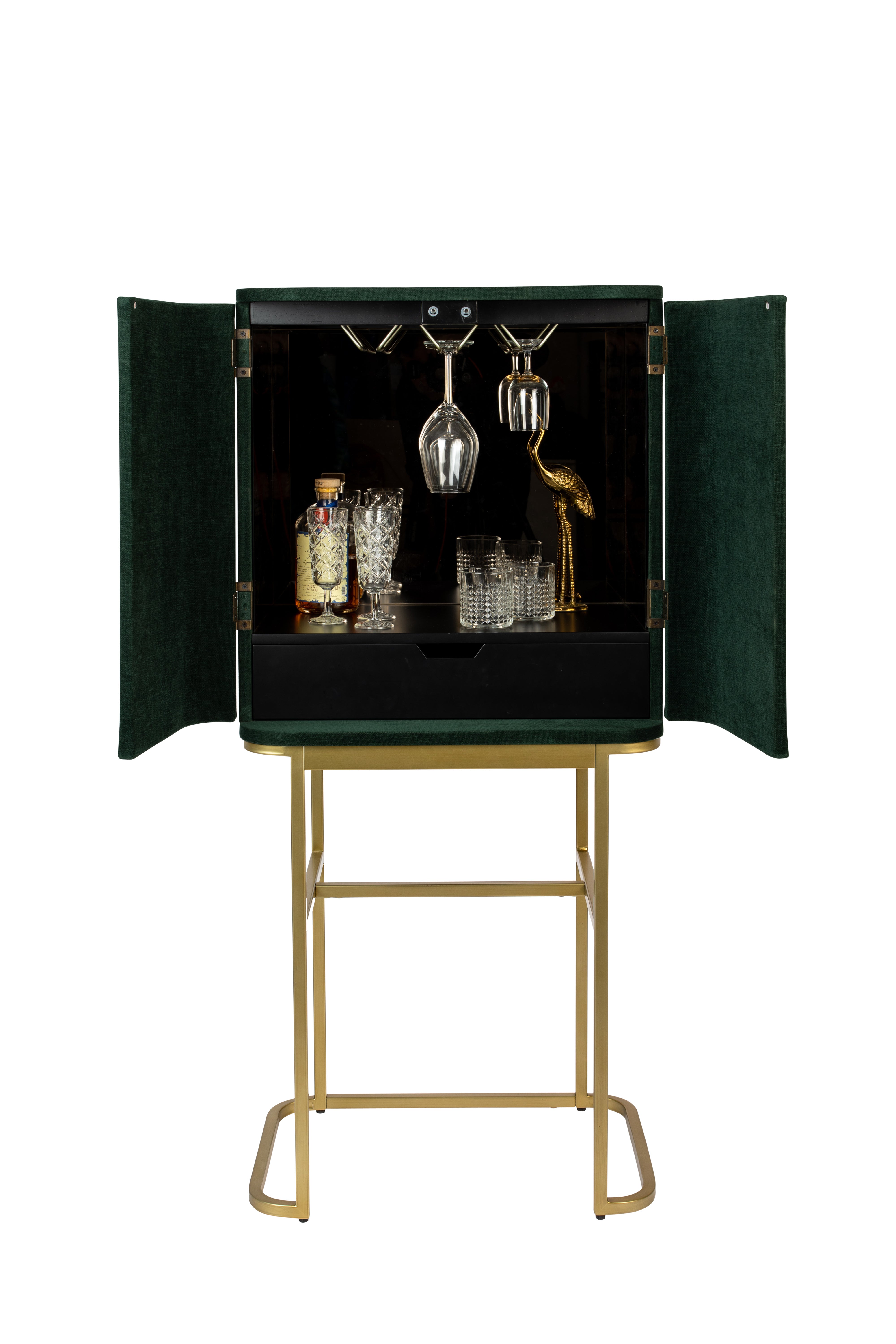 Bold Monkey Ava Morgana Green Velvet Drinks Cabinet